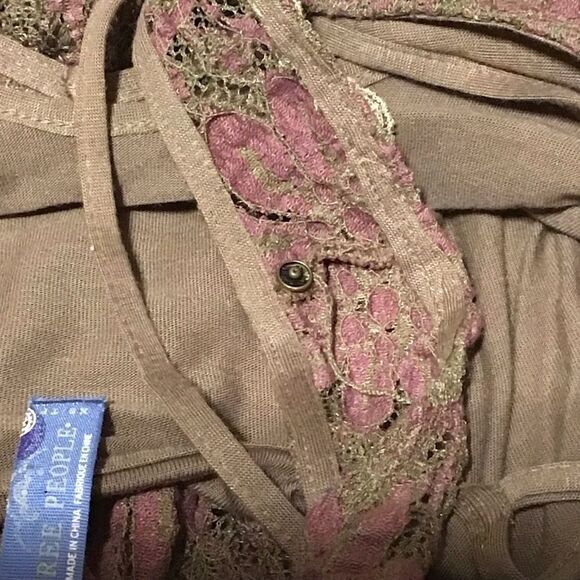 Free People Brown Purple Floral Lace Dress XS - Picture 7 of 10